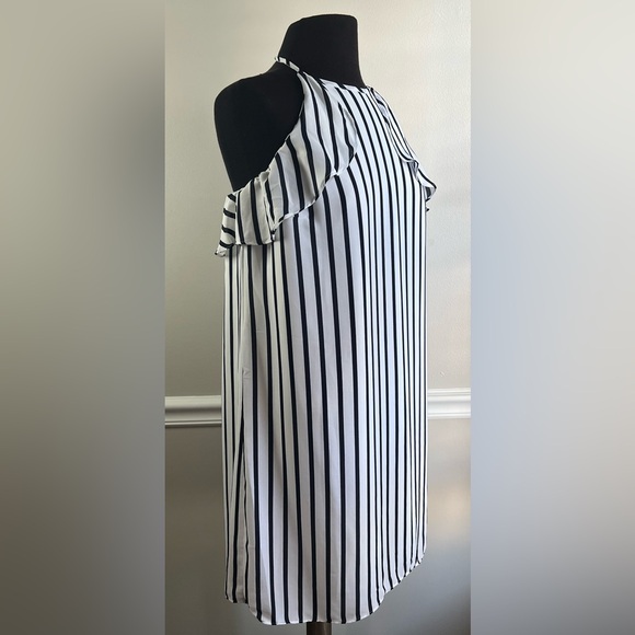 J. Crew Striped Ruffle Halter Dress Size Large - Picture 3 of 5